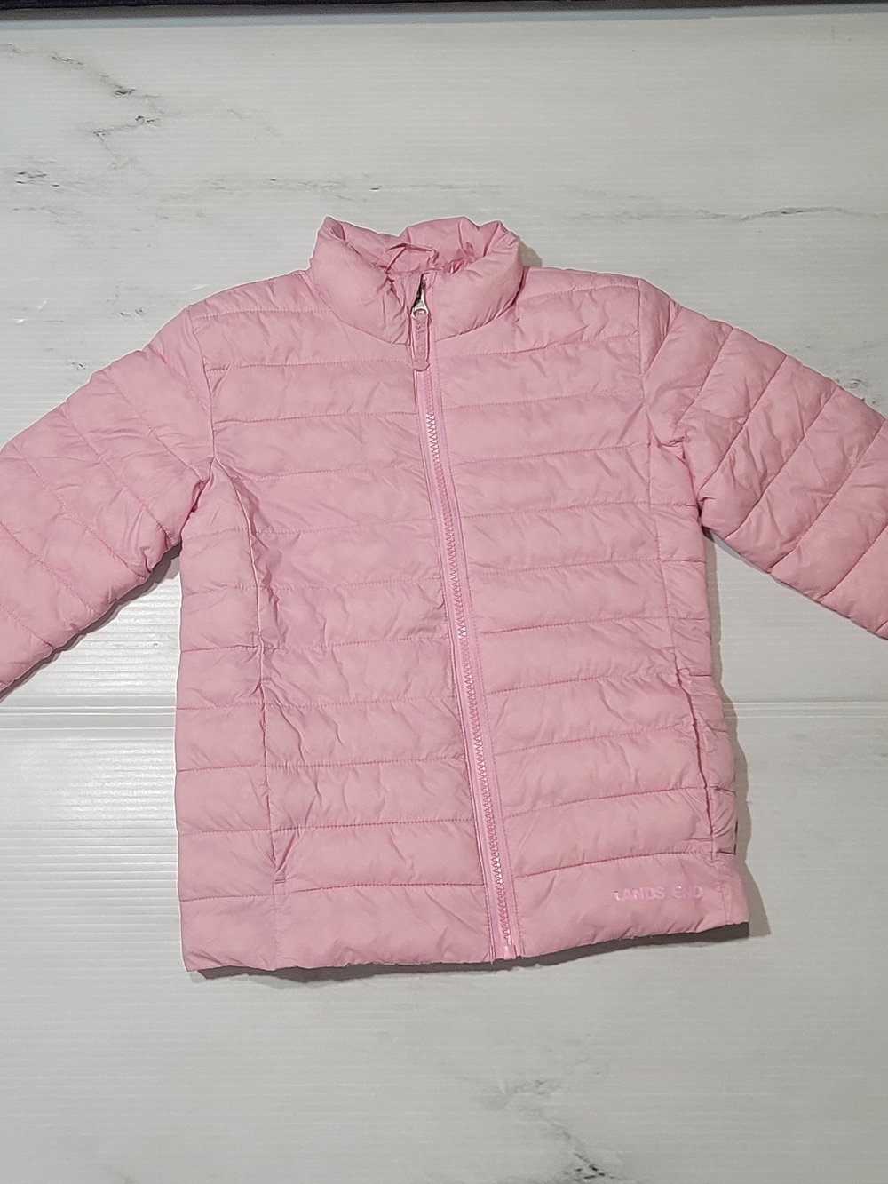Light Pink Quilted Puffer Jacket Stand Collar